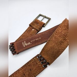 Vena Brown Rough Suede Belt Brass Buckel